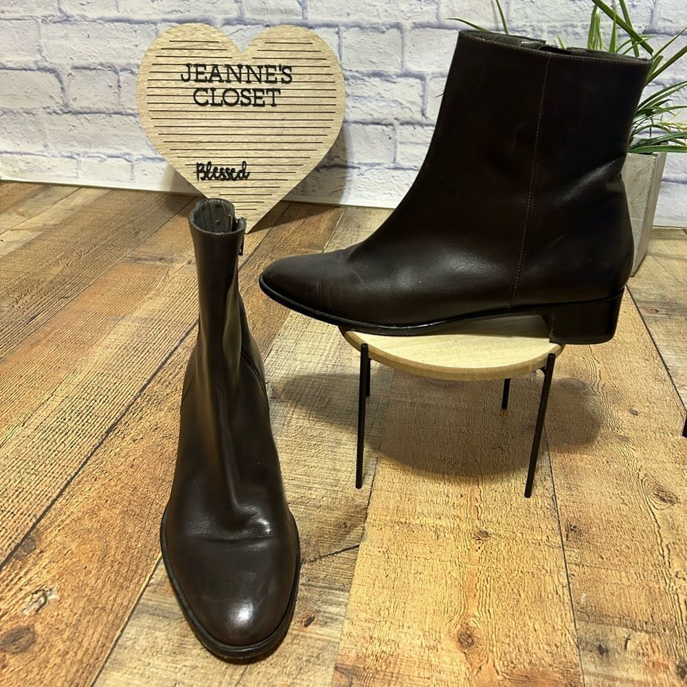 Roberto BOTTICELLI Brown Leather Ankle Almond Toe Boots Leather Shoes Sz 40